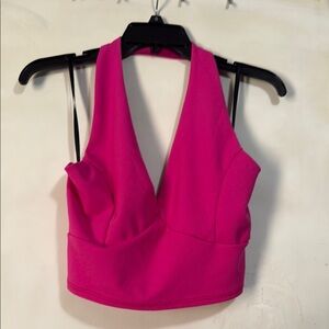 Bold Pink Deep V Crop Top